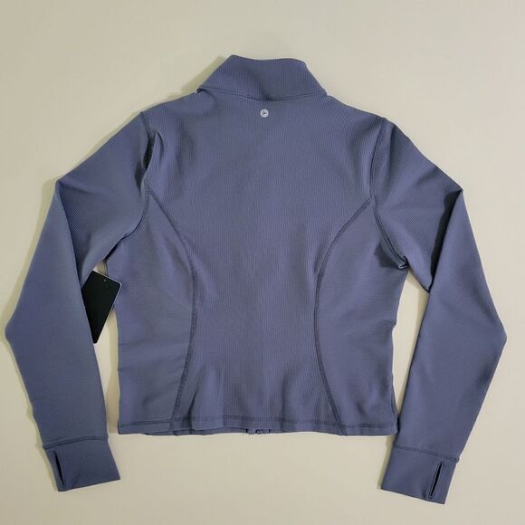 90 Degree By Reflex Womens Blue High Neck Ribbed Performance Jacket - Picture 16 of 16